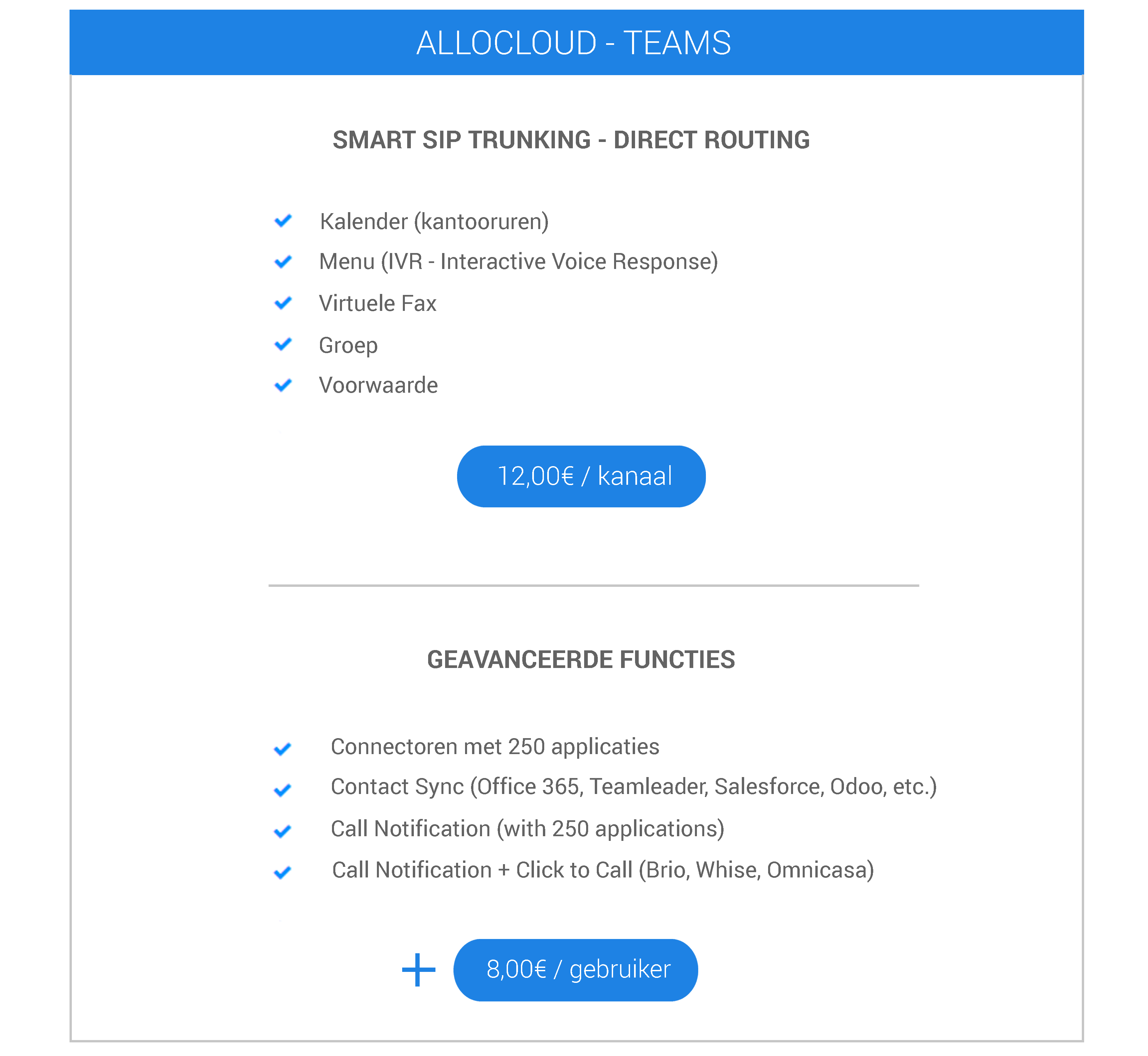 pricing ALLOcloud - Teams